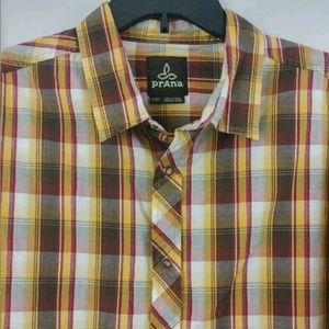 Men's Prana Large Check Pearl Snap Short Sleeve